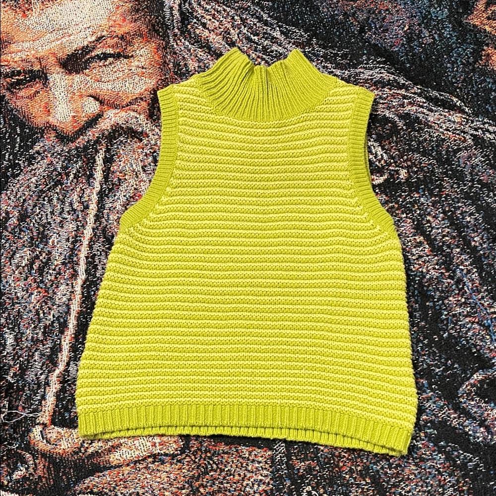525 Green Yellow Stripe Knit Sweater Top
